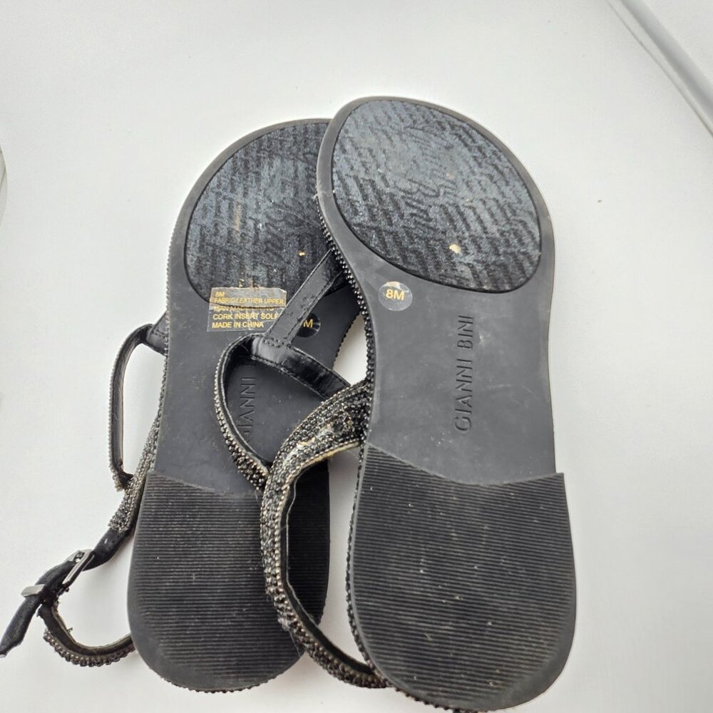 Gianni Bini Avellia Black Jewel Embellished T-Strap Sandals – Women's Size 8M - Picture 7 of 14